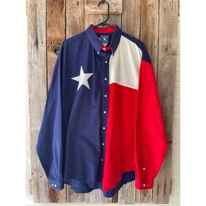 Texas Cotton Men's‎ Texas Flag Shirt X-Large Red White Blue Made in USA LS
